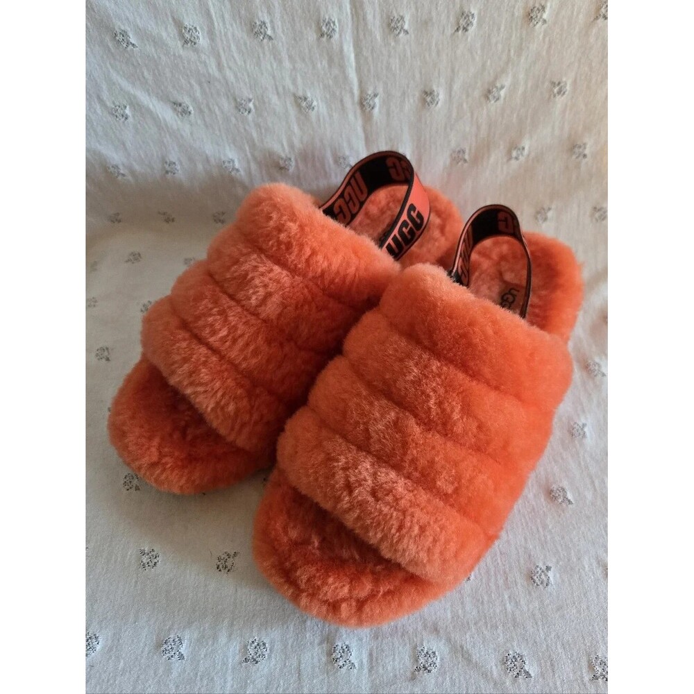 UGG Fluff Yeah Slide Slippers in Bright Orange Size 9